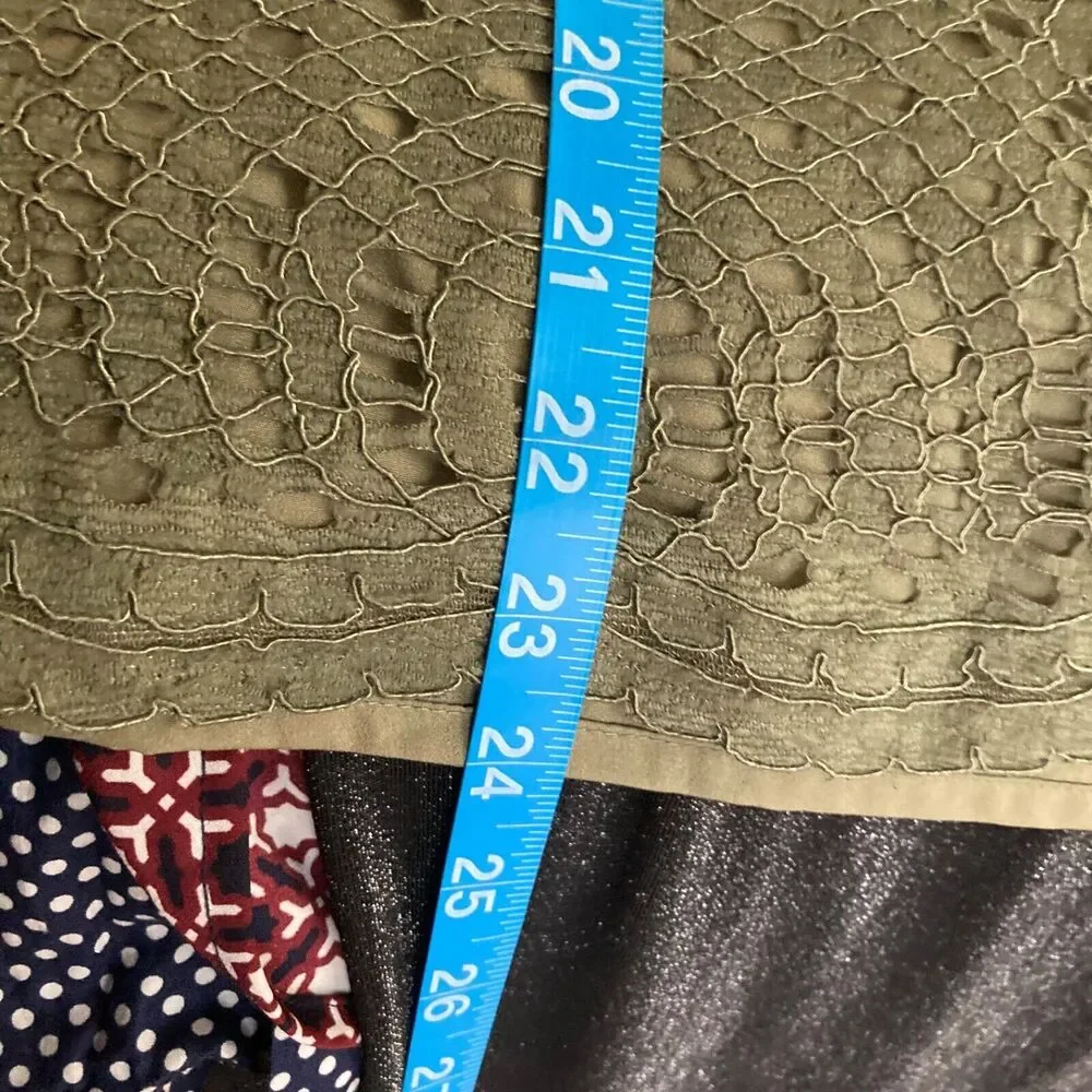 J. Crew Shirt Womens Sz 2 Olive Green Lace Crotchet Short Sleeve Top Rear‎ Zip